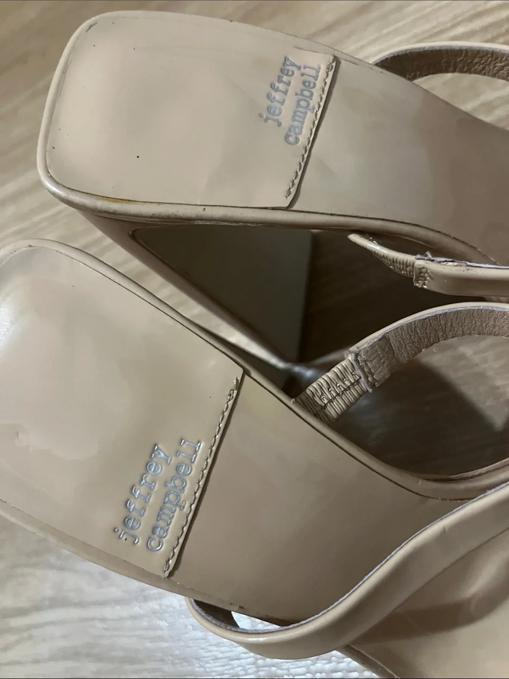 Jeffrey Campbell Hustler Platform Heeled Sandal in Nude Size 9.5